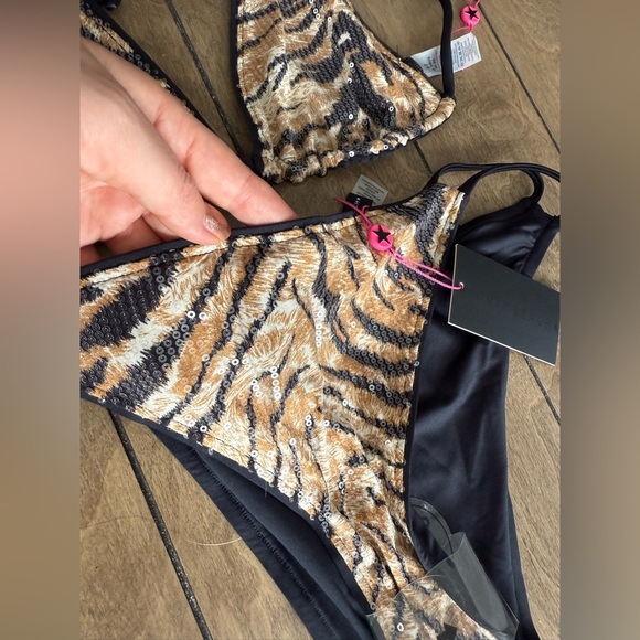 Zebra Sequin Triangle Bikini Set - Picture 10 of 11